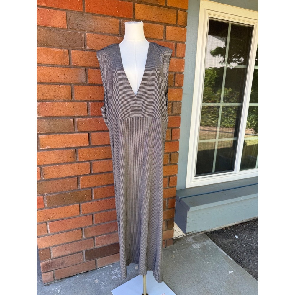 Hino & Malee II Maxi Dress Deep V-Neck Boho USA | Black White | Size 2 Medium